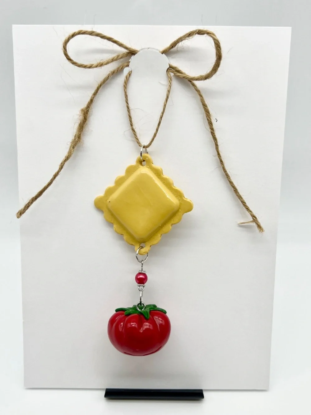 Ravioli & Tomato Ornament | Handmade Italian Food Ornament, Pasta Lover Gift